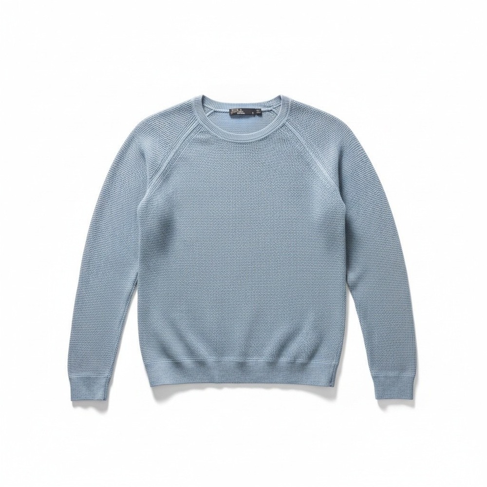 prAna Milani Crew Sweater Size Large L Light Blue Waffle Knit Long Sleeve Top